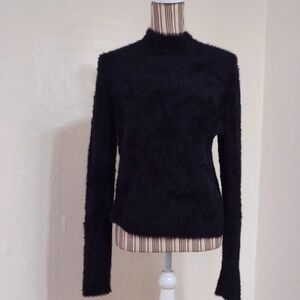 Banana Republic Black Fuzzy Pullover Cropped Sweater Size M